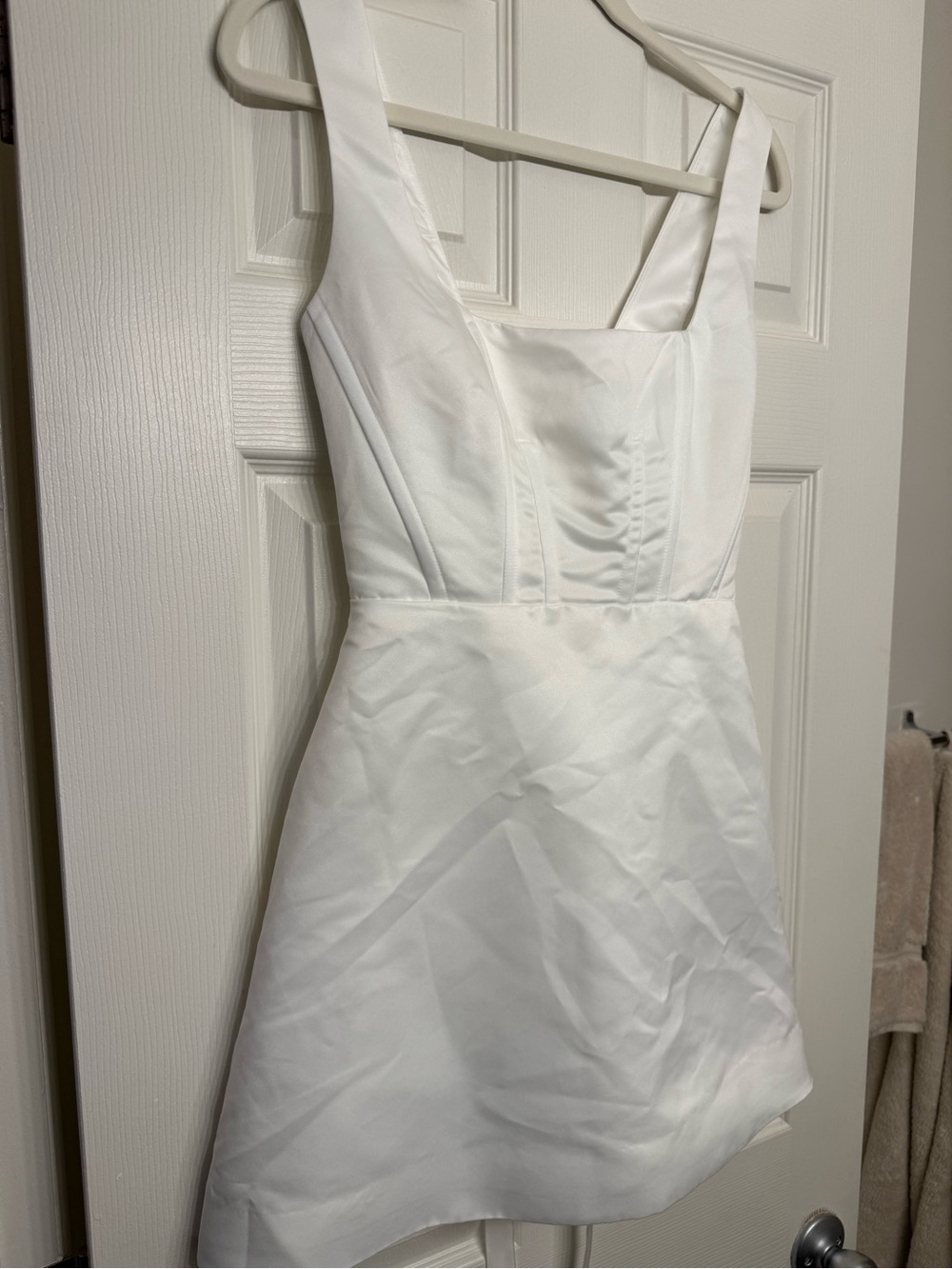 White Square-Neck BHLDN Mini Dress with Corset